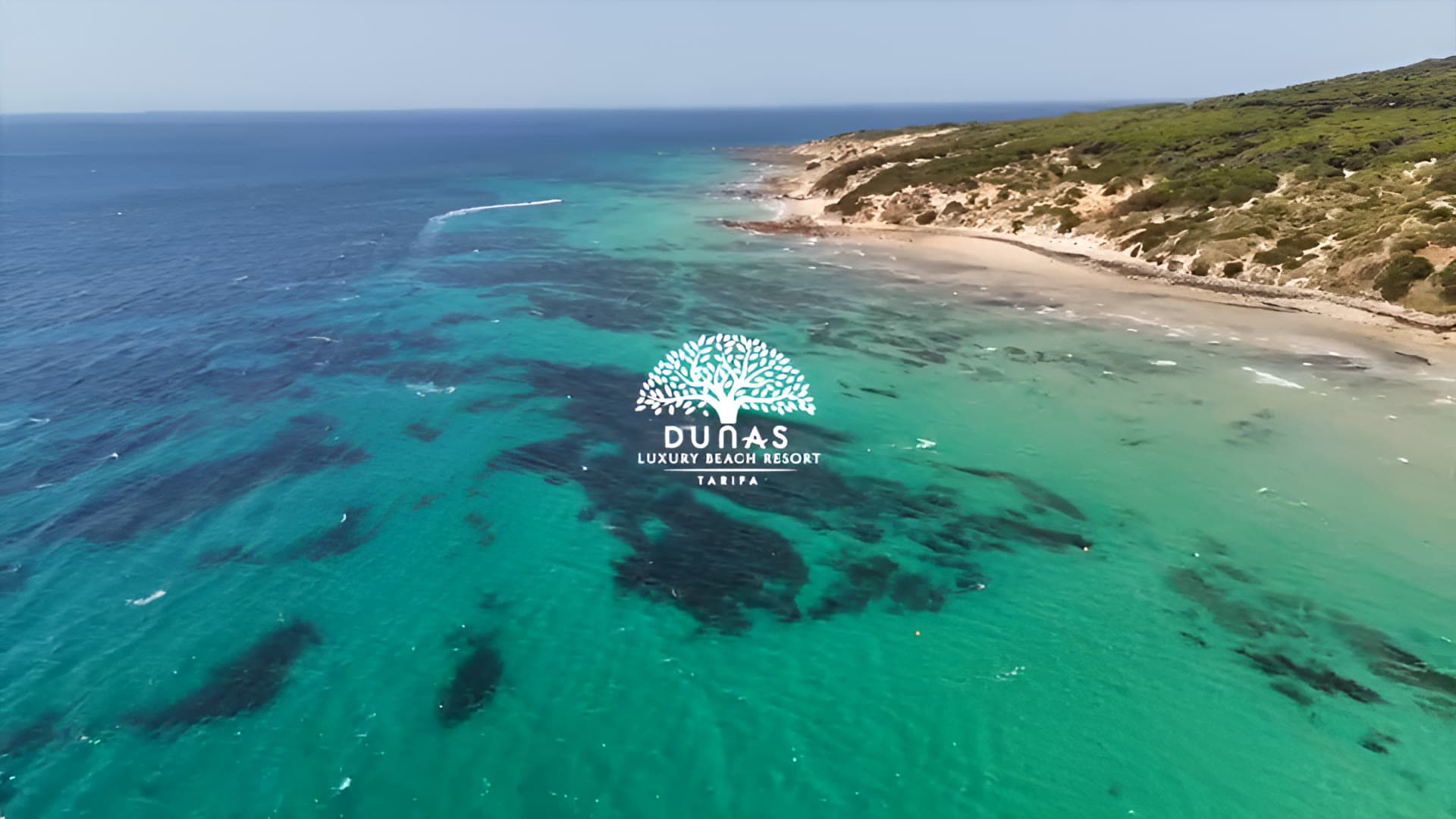 Valdevaqueros beach and the dunes beside Dunas Luxury Beach Resort, from the air